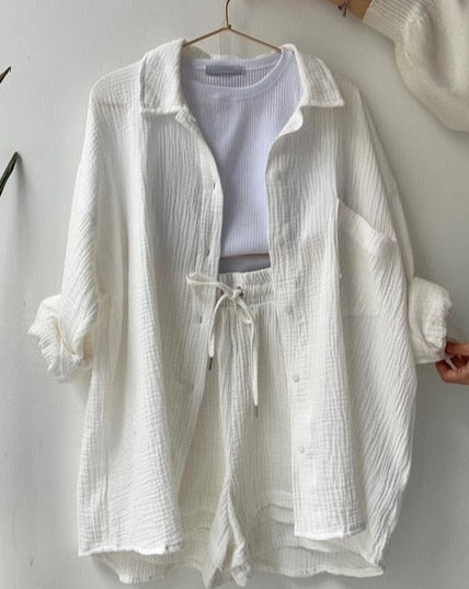 Summer Breeze - Long Sleeve Shirt and Short Set - JosaBeauty